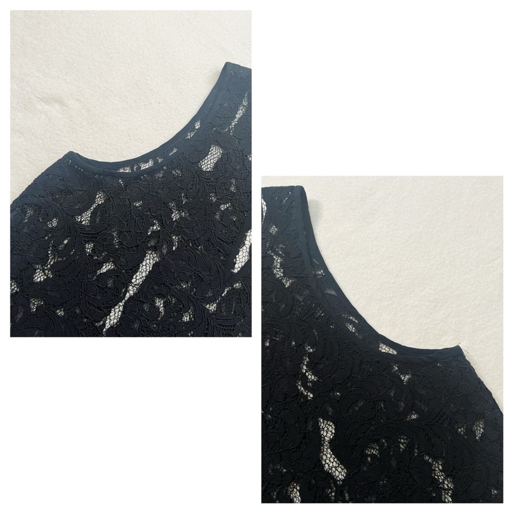 Aritzia Wilfred Black Lace Silk Trim Sleeveless Sheer Blouse XS Romantic Elegant - Picture 7 of 15